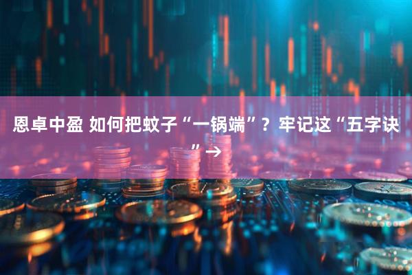 恩卓中盈 如何把蚊子“一锅端”？牢记这“五字诀”→